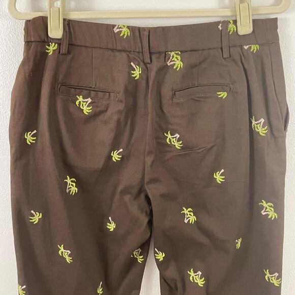 Kim Rogers Brown Pants With Embroidered Palm Trees Size 12P - Picture 8 of 8